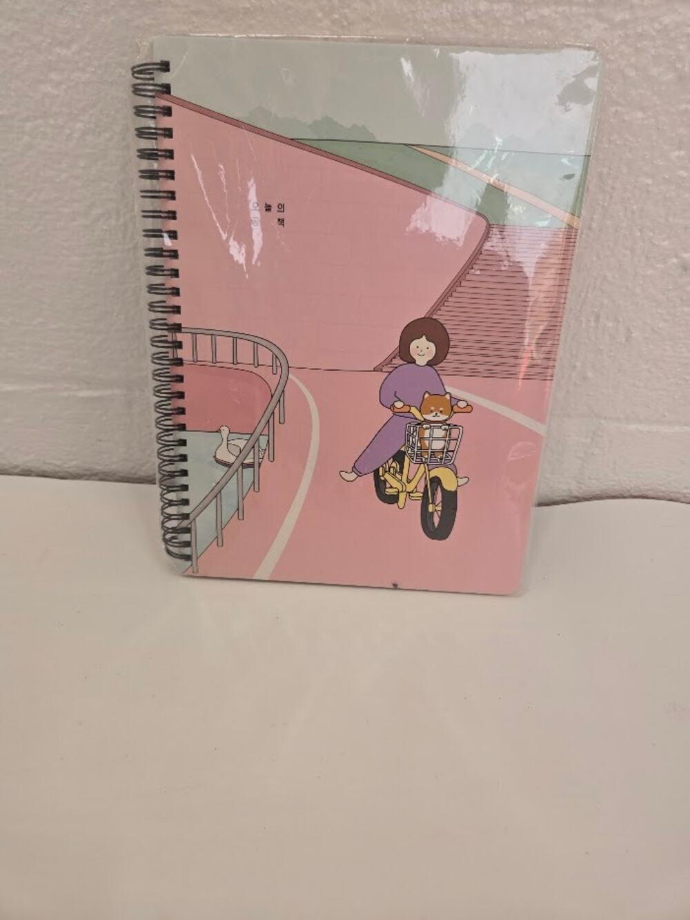 Kawaii Girl Cat Bicycle Spiral Lined Notebook Pastel Journal New Sealed